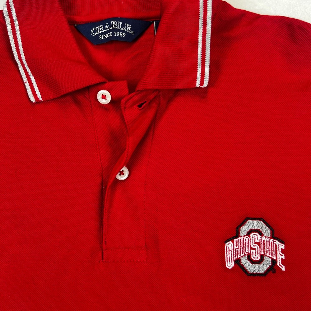 Crable Sportswear Ohio State Buckeyes Polo Shirt Mens Large Red Cotton Pique